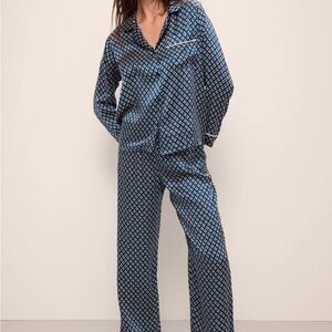Inez Washable Silk Printed Long PJ Set